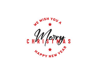 Obraz na płótnie Canvas Merry Christmas vector brush lettering. Hand drawn modern brush calligraphy isolated on white and red background.