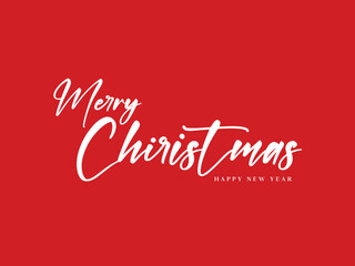 Merry Christmas vector brush lettering. Hand drawn modern brush calligraphy isolated on white and red background.
