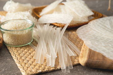 Rice dried noodles and rice paper