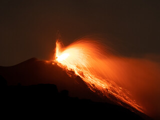 Stromboli Eruption At Night