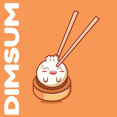CUTE CARTOON ILLUSTRATION OF ASIAN DIMSUM FOOD