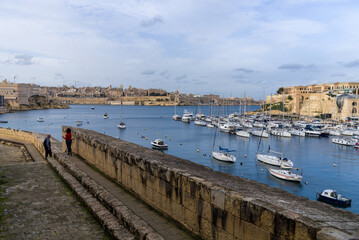 view of the port of valletta city of malta