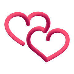 Two hearts blended interlaced creative line icon. Valentine's Day. Symbol of love. Trendy vector liquid 3d heart icon, logo, sign or emblem over white background.