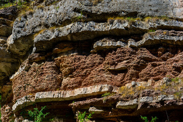 Geological formations at Boljetin river gorge in Eastern Serbia