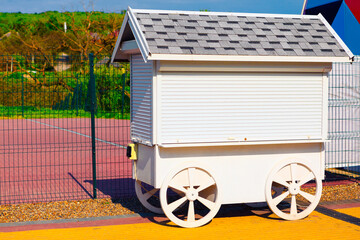 Stall for street trading . White stall on wheels