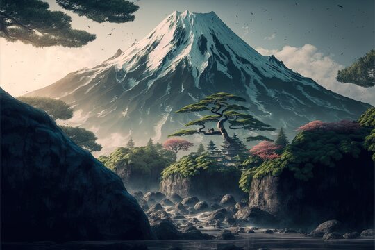 Mountain 4K Wallpaper. Japan Landscape, calming