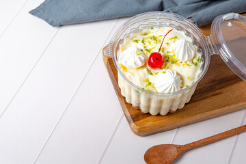 homemade 'bolo de pote' or cake in the pot. a traditional way of making cakes in brazil due its low cost.