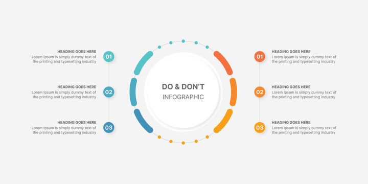Round Circle Do and Don't, Pros and Cons, Vs, Versus Comparison Infographic Design Template