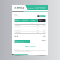 Fototapeta na wymiar Clean Invoice Template, Corporate Business Invoice design