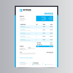 Fototapeta na wymiar Clean Invoice Template, Corporate Business Invoice design