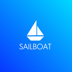 sailboat icon logo template design with simple style