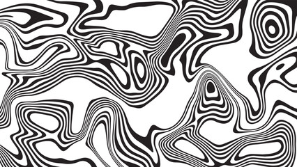 Black wavy lines and shapes. Amazing smooth lines effect. Black and white illustration.
