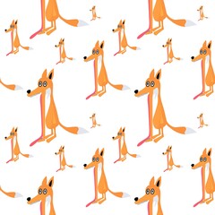 Cute cartoon character abstract fox seamless pattern. kid, background,wallpaper. Designing clothes, shirts, hats, etc.
