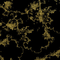 Golden sparkling stardust leaves sparkling particles on a black background. Vector glamor fashion concept gold glitters