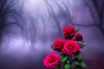 Ai Digital Illustration Roses In The Forest