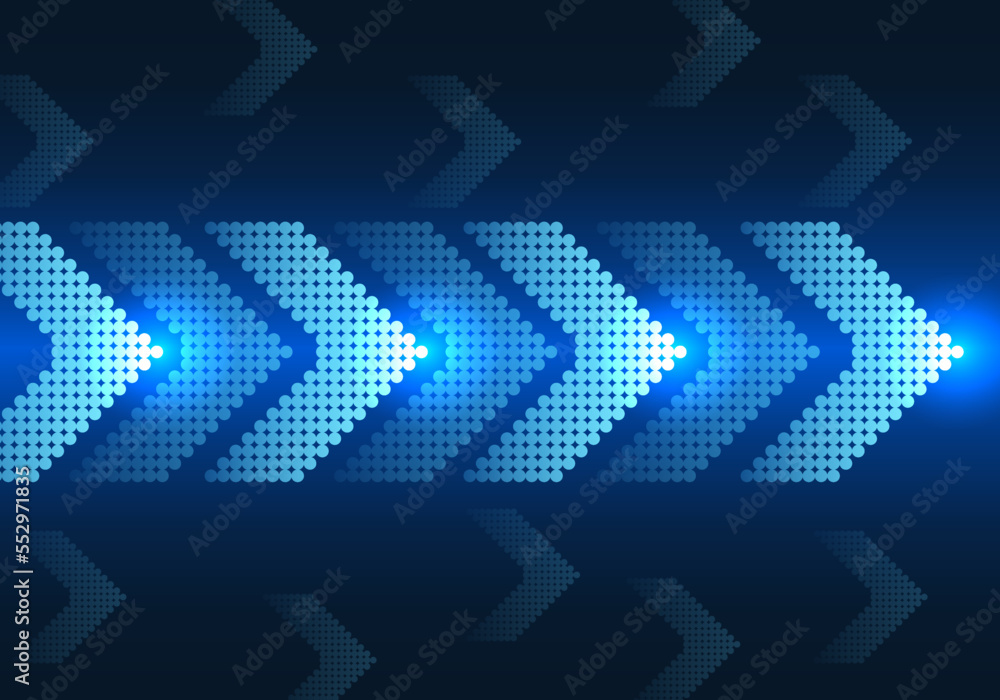 Poster technology arrow background media to move forward together with the team to be successful in busines
