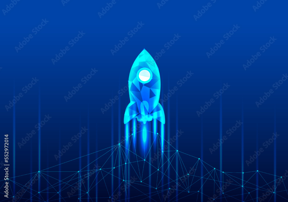 Poster the rising rocket background indicates that wireless internet connections are faster and easier for 