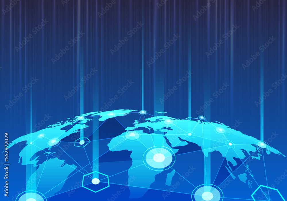 Poster background connection and communication using technology to help. to expand throughout the world con