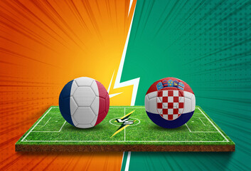 France VS Croatia world cup 2022 Green grass field isolated on white with clipping path. Artificial lawn grass carpet for sport background.