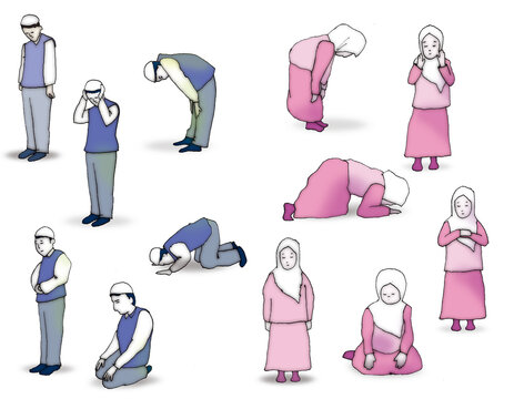 Muslim Prayer Salah In All Positions