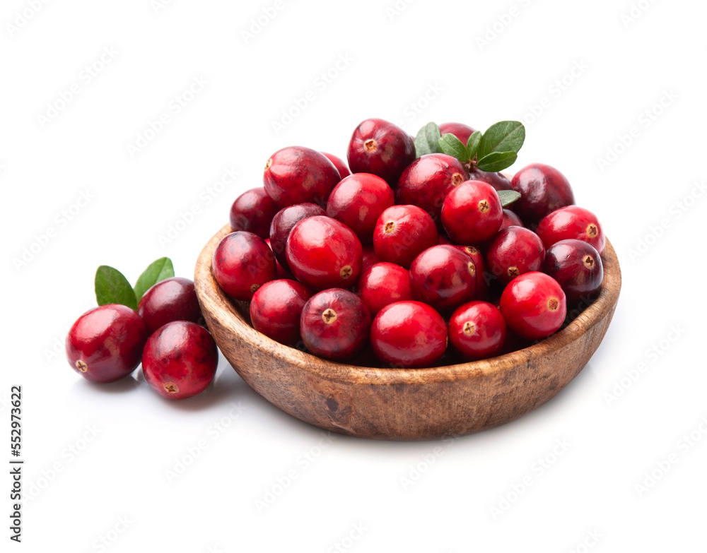 Sticker cranberries fruits on wooden backgrounds