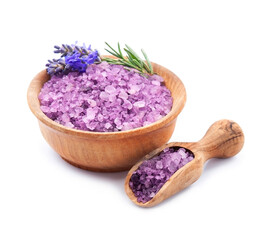 Obraz na płótnie Canvas Lavender bath salt with lavender herbal