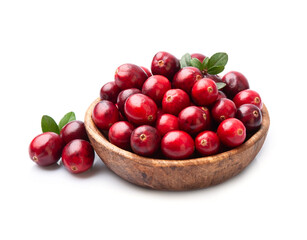 Cranberries fruits on wooden backgrounds