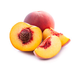 Sweet peach on white backgrounds.
