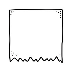 Hand drawn paper sticker, photo frame, picture border. Doodle sketch style. Frame for notice. Vector illustration.
