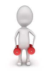 3d man holding dumbell concept