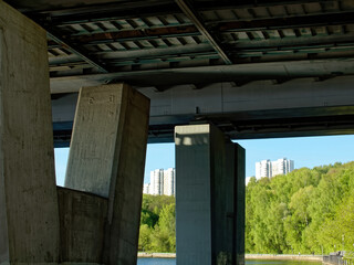 supports of the automobile bridge over the river