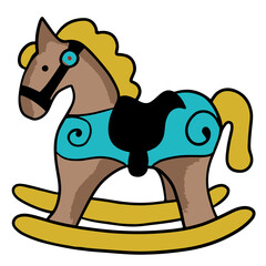 Digital vector illustration: Cute rocking horse toy character