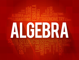 Algebra word cloud collage, education concept background