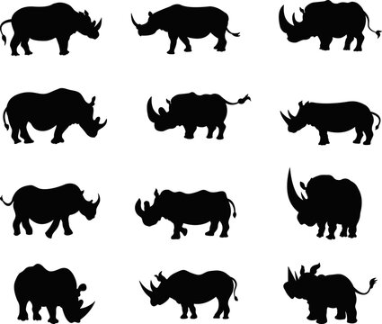 Rhino Scissor Skill Isolated Vector Silhouette 