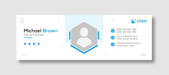 Corporate business professional modern email signature template or email footer and personal social media cover template design creative layout.