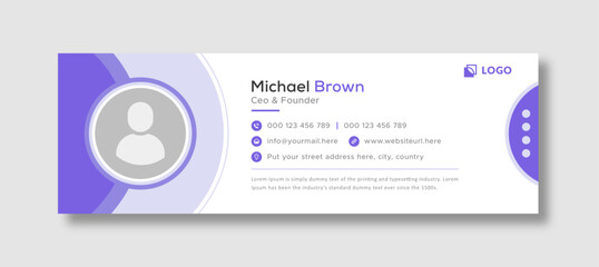 Corporate business professional modern email signature template or email footer and personal social media cover template design creative layout.