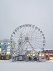 ferris wheel in the center of Kyiv in winter