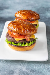 Hamburgers on the plate