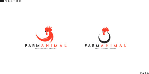 Rooster logo. Abstract birds on white background © Aleksei_7799