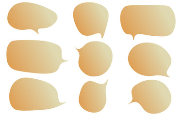 Set gold speech bubbles on white background. chat box or chat vector square and doodle message or communication icon Cloud speaking for comics and minimal message dialog
