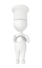 3d character , man chef with a dish