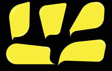 Obraz premium Set speech bubbles on black background. chat box or chat vector square and doodle message or communication icon Cloud speaking for comics and minimal message dialog