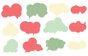Meubelstickers Set christmas speech bubbles on white background. chat box or chat vector square and doodle message or communication icon Cloud speaking for comics and minimal message dialog © sopon