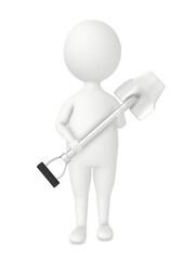 3d character , man and a shovel