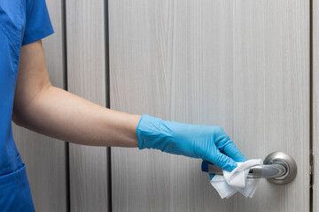 man disinfecting the interior of the house.