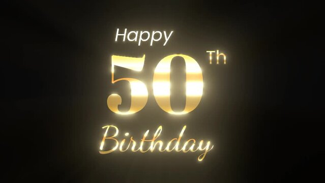 50th birthday typography golden text animation, perfect for greeting cards and happy birthday