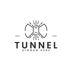 creative shine tunnel logo design vector illustration with outline, modern and elegant styles isolated on white background. 
