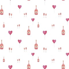 Bottle heart glass balloon cute watercolor pattern