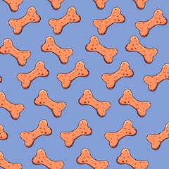 pattern with dog treats in the form of bones, scooby snacks, 
 snacks for a dog
