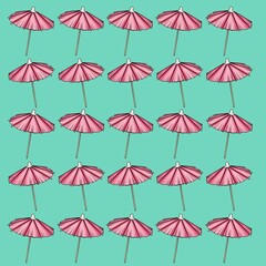 pattern with cocktail umbrella or paper parasol
